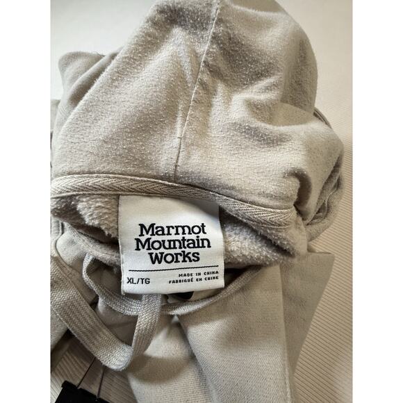 Marmot Mountain Works Hoodie XL Tan Pullover Sweatshirt Logo Graphic Outdoor - Picture 4 of 9
